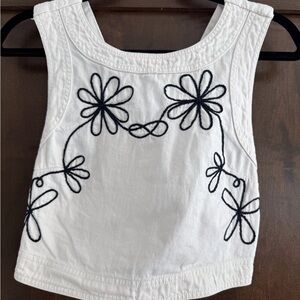 Pilcro Embroidered Cross-Back Cropped Tank
